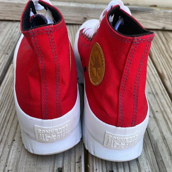 LIKE NEW- CONVERSE ALL STAR Hi-Top RED Lugged Sneakers Size M8.5/W10.5 - Picture 6 of 13